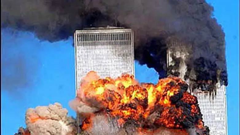 The Twin Towers after the planes crashed into them