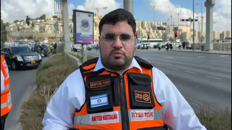 Avi Suissa, a United Hatzalah medic, at the scene of the attack