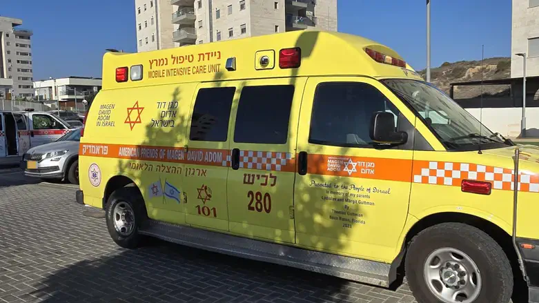 Ambulance at the scene of the incident in Sderot