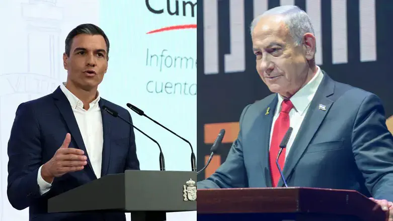 Pedro Sanchez and Benjamin Netanyahu