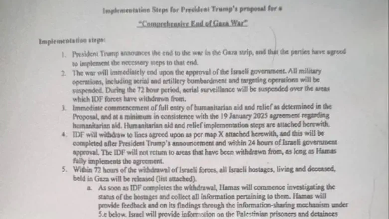Документ, содержащий текст соглашения между Израилем и ХАМАС