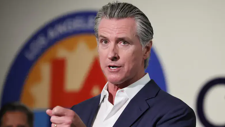 California Governor Gavin Newsom speaks at a middle school  in Los Angeles, Oct. 2025.