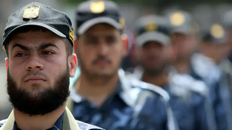 Hamas security men parade in Gaza city