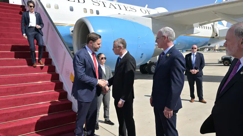 Vance is greeted by Deputy Prime Minister Yariv Levin