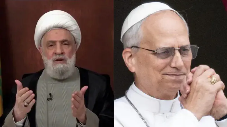 Hezbollah leader Naim Qassem and Pope Leo XIV
