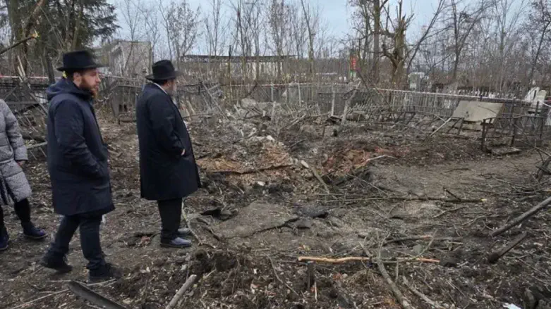 Scene of the missile attack on the Kharkiv cemetery