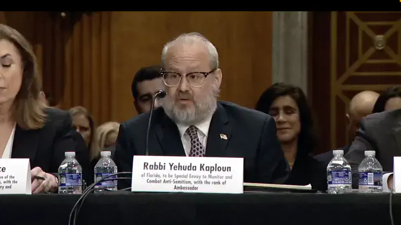 Rabbi Yehuda Kaploun testifies during his Senate confirmation hearing, November 2025.