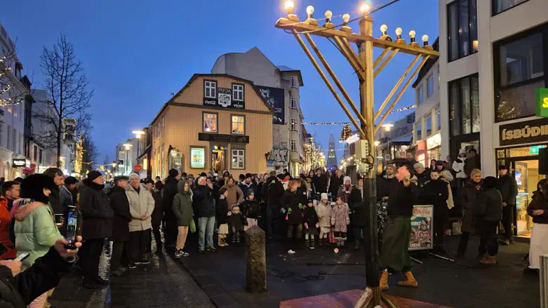 A Hanukkah celebration in downtown Reykjavik, Iceland, Dec. 14, 2025.