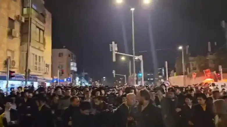 תיעוד מהפגנת החרדים