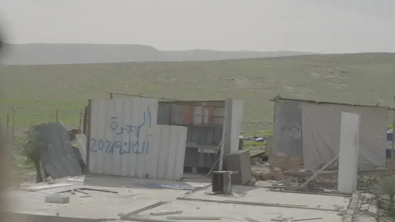 כתובת "נכבה 2026" שהושארה על חורבות הבתים