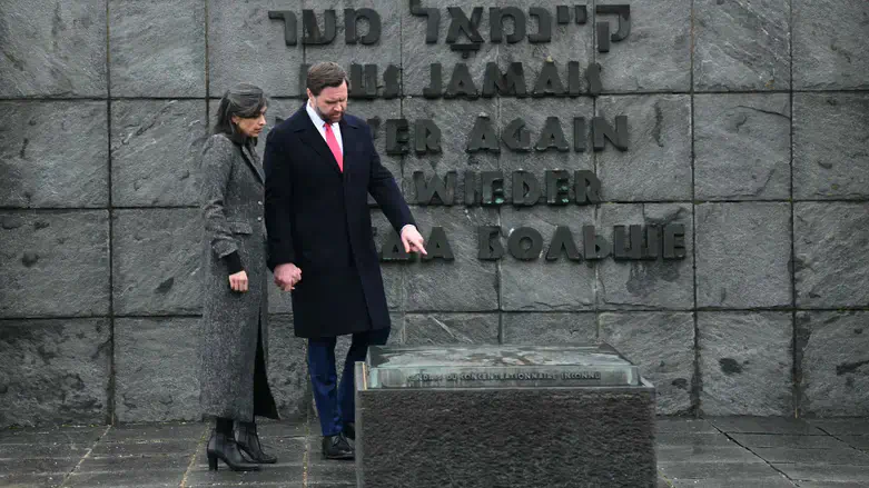 JD Vance and wife Usha Vance during a tour of the Dachau memorial site, February, 2025.