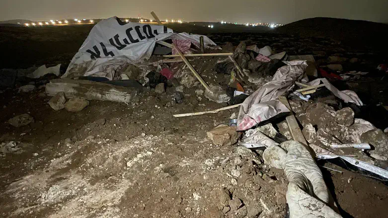The destroyed structures at one of the locations