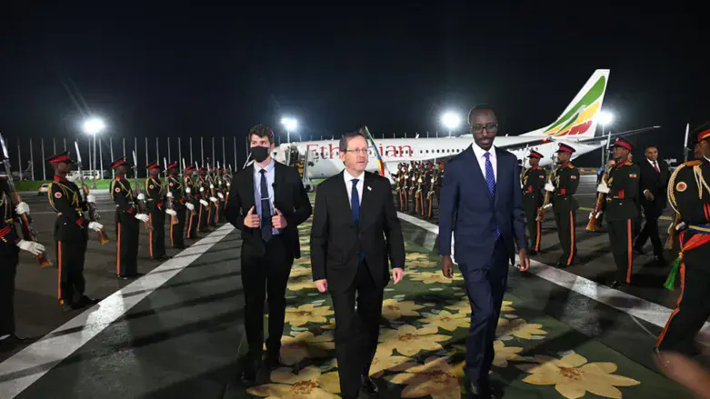 President Isaac Herzog arrives in Ethiopia