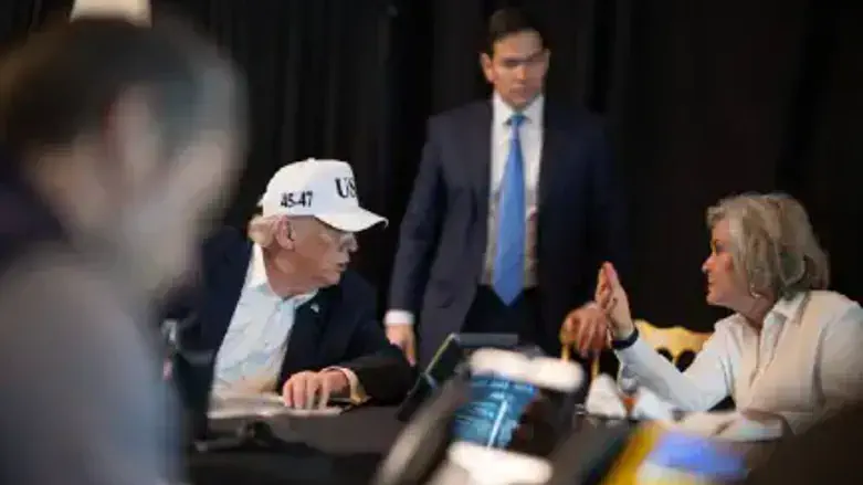 A photo of President Trump and his team