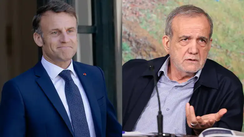 Emmanuel Macron and Masoud Pezeshkian