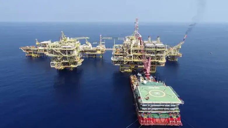 Offshore gas platform in the sea