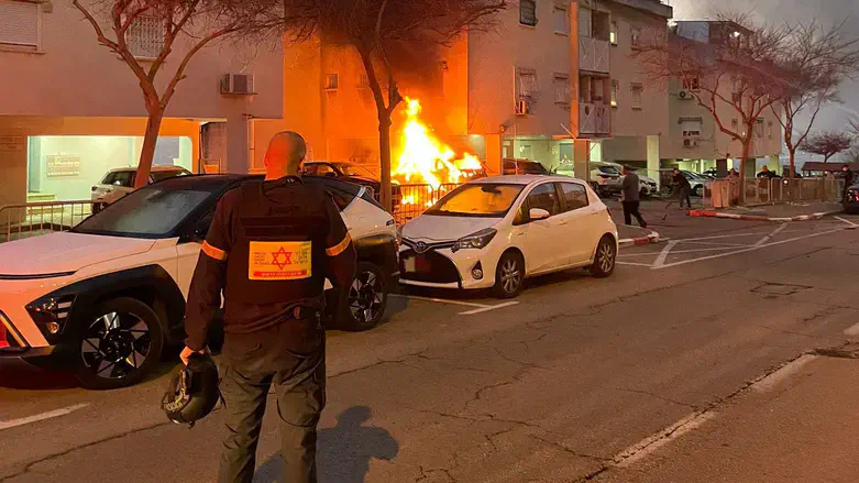 Magen David Adom teams at impact site in Haifa