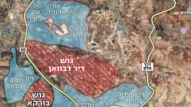 השטח שחזר לידיים יהודיות סביב הכפרים