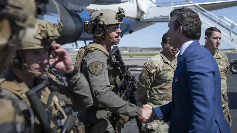 US Secretary of War Hegseth with troops
