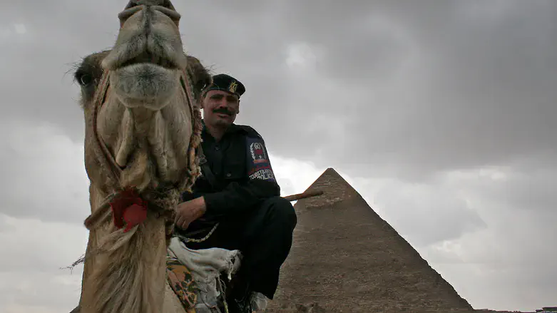 Egyptian soldier at Giza pyramids