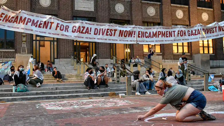 Protesters at the pro-Palestinian encampment at the University of Michigan, May 13, 2024.