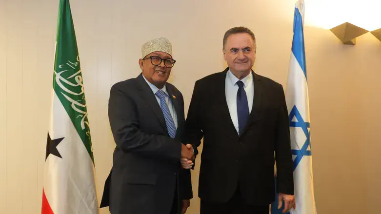 Somaliland President Dr. Abdirahman Mohamed Abdilahi (L) and Defense Min. Israel Katz (R)