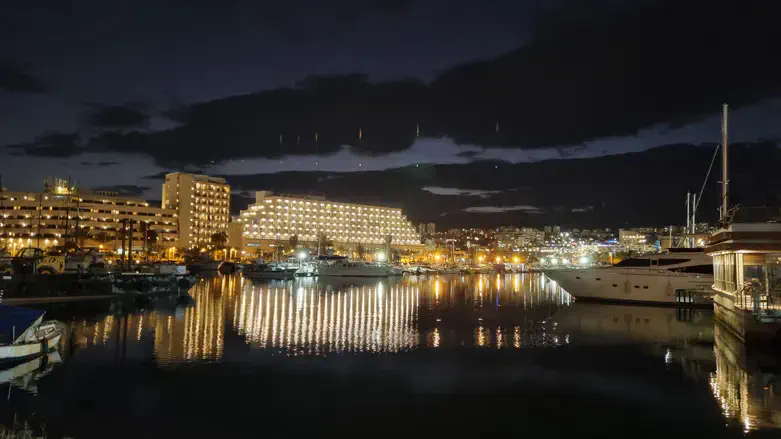 Artificial light at night at the Gulf of Aqaba, Red Sea, Eilat, Israel