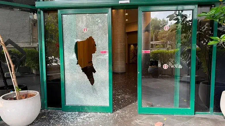 The damage to the door