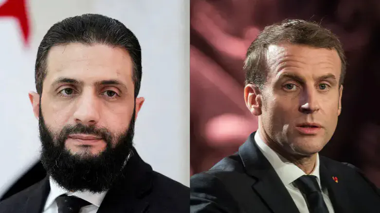 Ahmed al-Sharaa and Emmanuel Macron