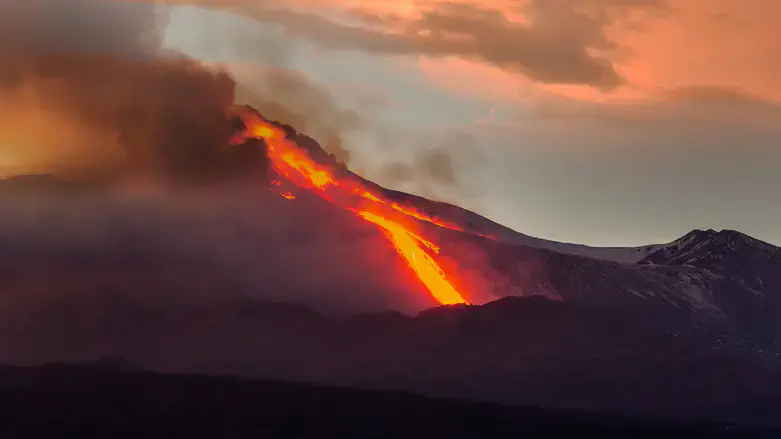 Mount Etna during one of its eruptions