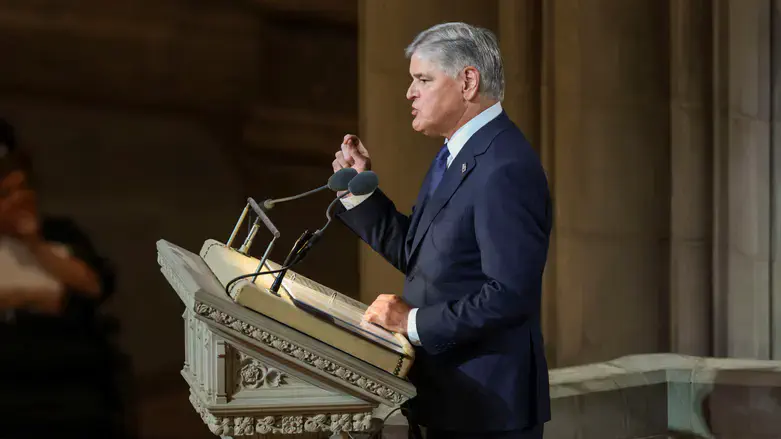 Sean Hannity speaks during the funeral