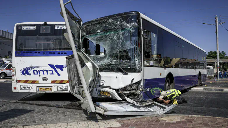 זירת התאונה באשקלון