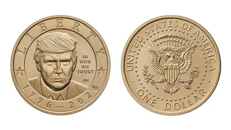 Долларовая монета с портретом Трампа