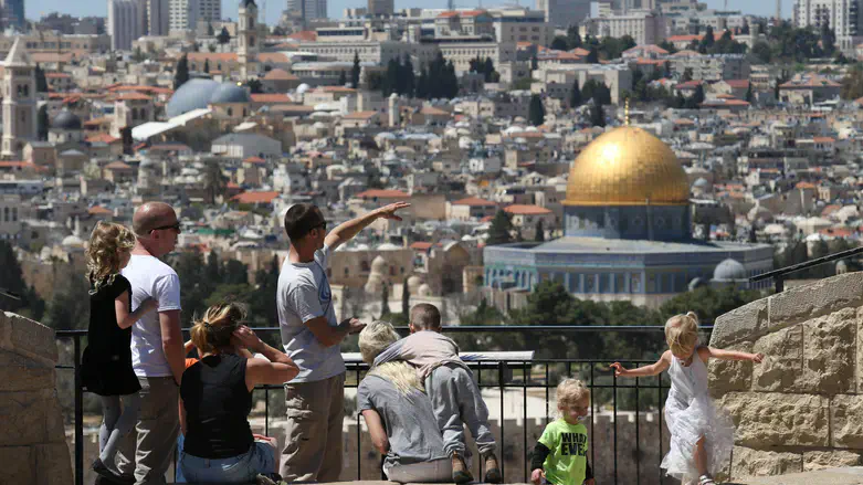 Tourists enjoy the sites in Jerusalem