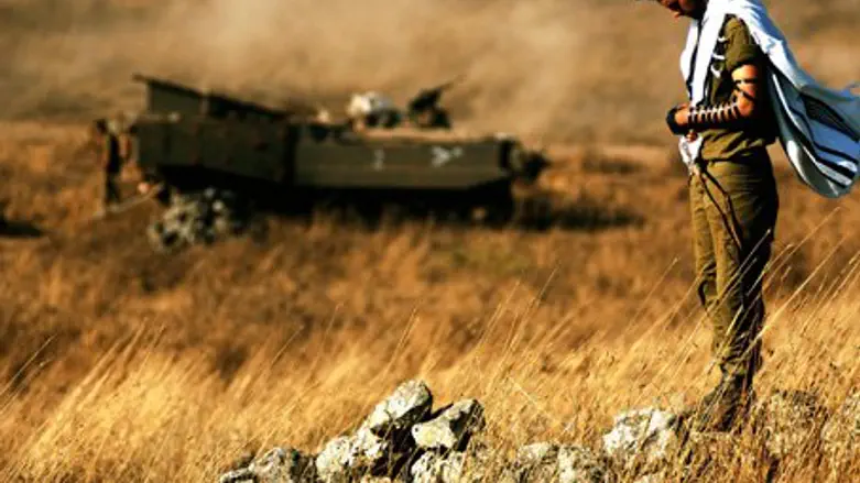 Combat soldier at prayer