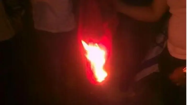 Burning Turkish flag (or shirt?) at protest