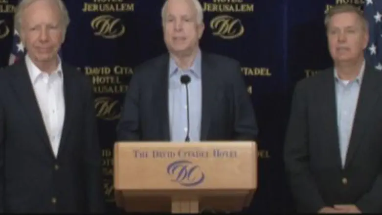 Senators McCain Lieberman & Graham in Isr