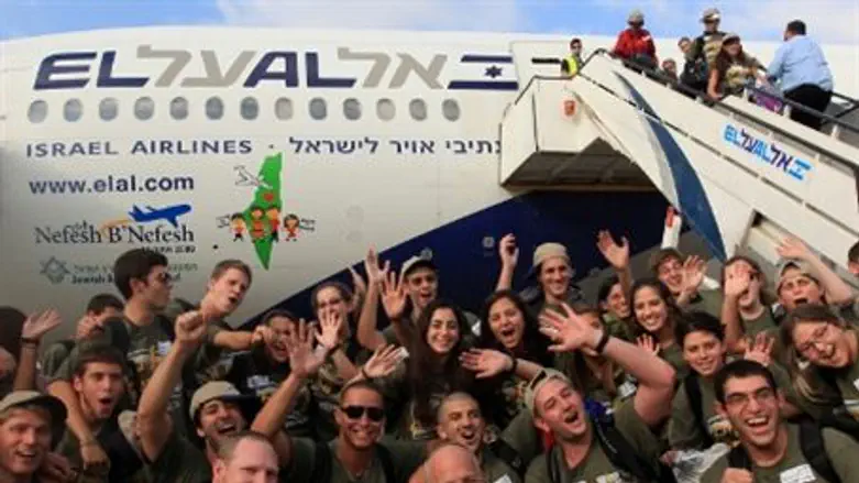 Aliyah flight of happy new immigrants