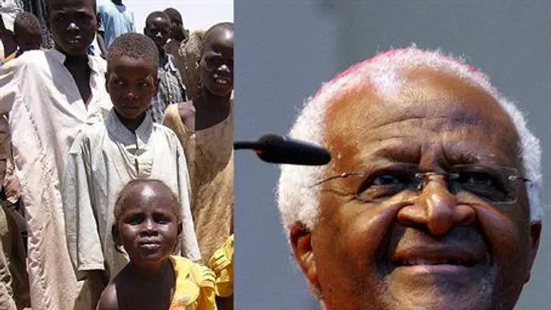 Sudan refugee children and Tutu