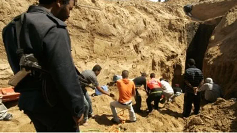 Aftermath of IAF bombing of a tunnel (file).