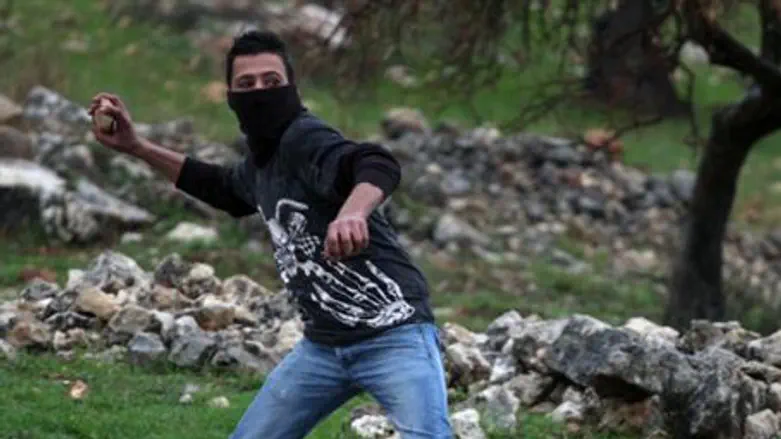 Stone Throwing at security fence protest