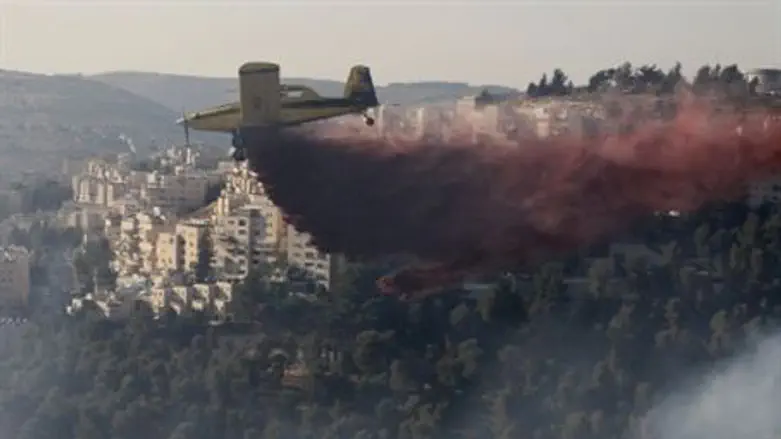 Plane fights fire near HarNof