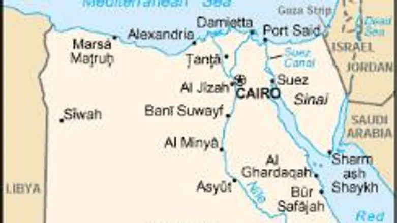 Map of Israel, Sinai, Egypt