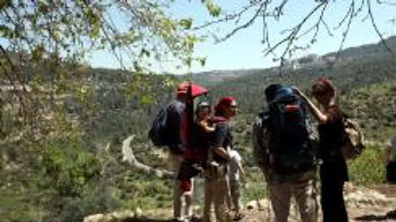 Tourists hiking near Jerusalem