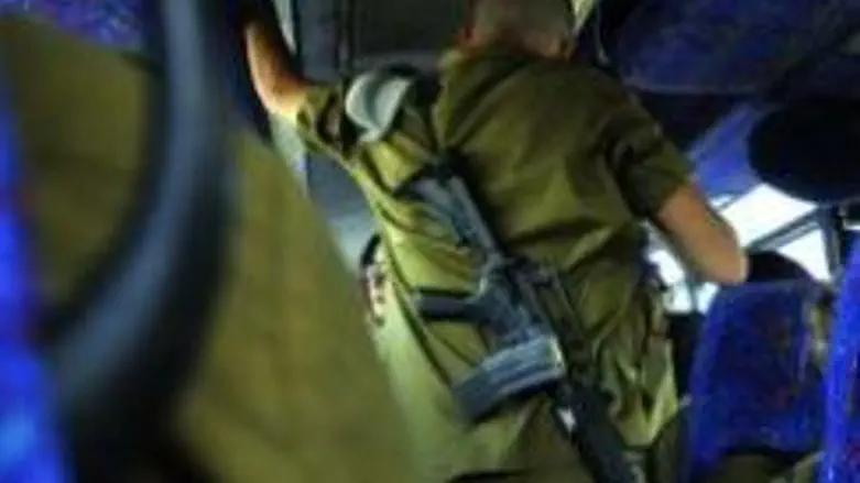 Soldier on bus (illustrative)