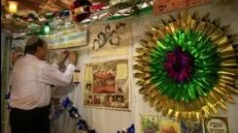 Inside a sukkah