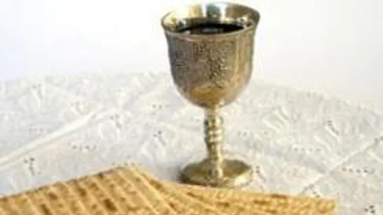 Wine cup and matzah for the Passover seder 