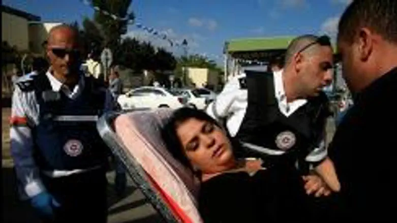 Rushing a wounded victim to hospital