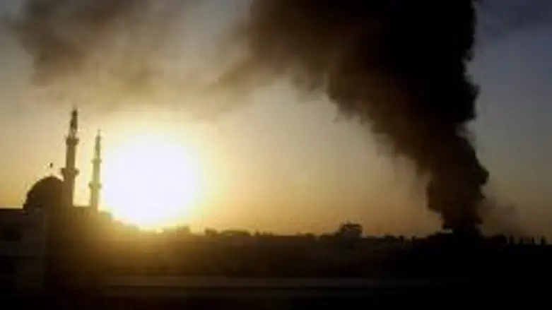 Smoke billows over tunnels attacked.