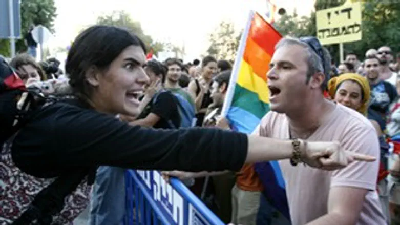 פער ללא גישור. צועד ומפגינה נגדו